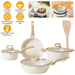 ZUN Kitchen Cookware Set Pots and Pans Set White Nonstick Granite Coating Dishwasher Safe Fast Even Heat 67861779