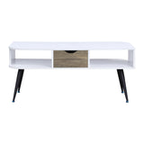 Rectangular Coffee Table with 1 Storage Drawer, White and Black B016P312874