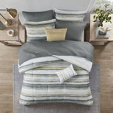 8 Piece Printed Seersucker Comforter and Quilt Set Collection Yellow Full/Queen B03597254