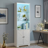 3-layer glass shelf with 2 doors double Z shape LED light strip front curved base feet triammine 45798637