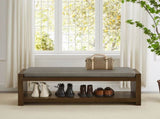 47" Accent Bench with Lower Shelf Shoe Rack, Padded Seating Bench for Living Room, Modern Compact W2186P292147