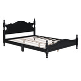 Queen Size Wood Platform Bed Frame,Retro Style Platform Bed with Wooden Slat Support,Black WF310132AAB