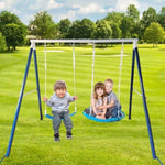 ZUN Kids Metal Swing Set for Backyard Outdoor Playground Two Functional Swing Set For Kids Outdoor W1262P168481