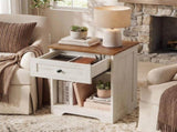 White Wood Nightstand with Charging Station, USB Charger, Drawer, Open Shelf 49022778