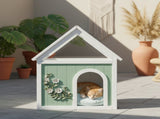 SAGE FSC-Certified Cedar Indoor Cat House with Clear Acrylic Roof Wooden Pet House for Small Cats W3799P382569