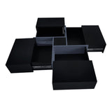 ZUN Unique Design Coffee Table with 4 Hidden Storage Compartments, Square Cocktail Table with Extendable 37447778