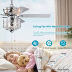 ZUN 52-inch Indoor Ceiling Fan with Pull Chain,Reversible AC motors , Pull Chain--Chrome W1592P164722