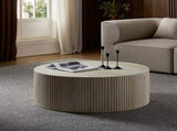 Faux travertine Round Coffee Table with Eye-Catching Relief Design, Travertine W876P362386