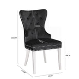 Simba Stainless Steel 2 Piece Chair Finish with Velvet Fabric in Black 808857776211