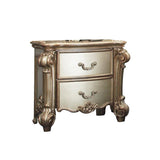 2 Drawers Wooden Nightstand in Gold Patina Finish B016P253224