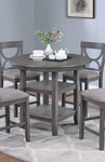 ZUN Counter Height Dining Table w Storage Shelve 4x Chairs Padded Seat Unique Design Back 5pc Dining Set B011P145834