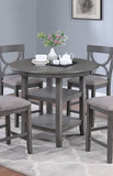 ZUN Counter Height Dining Table w Storage Shelve 4x Chairs Padded Seat Unique Design Back 5pc Dining Set B011P145834