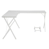 ZUN White L-shaped Computer Desk with CPU Holder B062P184555