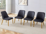 4 modern dining chairs, sleek PU leather backrest, and gold metal legs bring a comfortable home W1512P510471