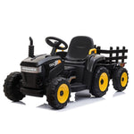 ZUN 12V Kids Ride On Tractor with Trailer, Battery Powered Electric Car w/ Music, USB, Music, LED W2181137524