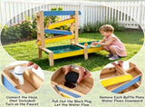 3-in-1 Kids Sand Water Play Table, Fir Wood Outdoor Sensory Activity Table with Faucet & 82841492