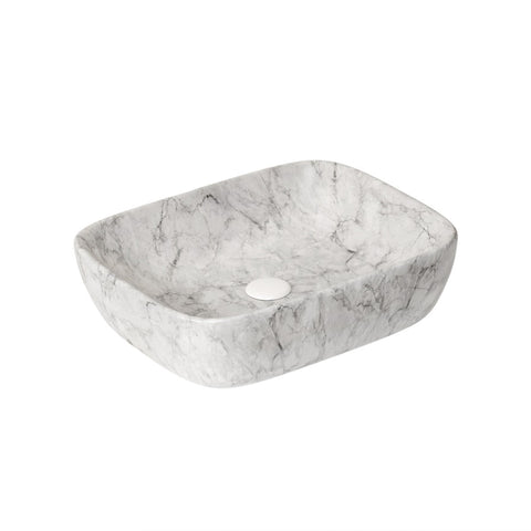 19'' Bathroom Ceramic Sink without Cabinet, Volakas White Marble W2615P303715