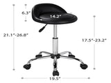 Adjustable Rolling PU Leather Salon Stool, Black 96587054