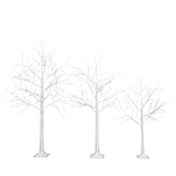 ZUN Set of Lighted Birch Tree, 4FT 48 LED/5FT 72 LED/6FT 96 LED Artificial Tree with Warm White Lights, N710P181843Y