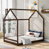 ZUN Full Size House Bed Wood Bed, Espresso 54840672