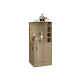 FM FURNITURE Toyei Corner Bar Cabinet with Bottle Rack, Open Shelves, and Hidden Storage, Natural B128P269880