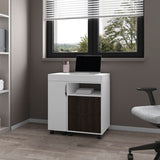Loris Extendable Desk with Two Drawers, Open Shelves, and Sliding Mechanism B128P263731
