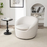Winnie Modern Teddy Fabric Barrel Chair, 360&deg Swivel, Beige T2574P281443