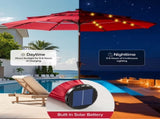 10 FT 3-Layer Solar Patio Umbrella, 32 LED Lights Market Umbrella with Adjustable Tilt, 8-Rib 60119567