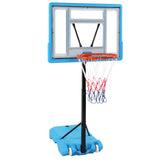 PVC Transparent Board Basket Frame Adjustable 115-135cm Poolside Basketball Hoop Blue 06950291