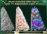 4FT Sliver Pre-Lit Artificial Christmas Tree, Hinged Full Tree with Metal Stand, 400 Branch Tips, 97863431