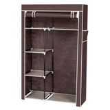 64" Portable Closet Storage Organizer Wardrobe Clothes Rack with Shelves Dark Brown 40344709