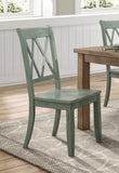 ZUN Casual Teal Finish Side Chairs Set of 2 Pine Veneer Transitional Double-X Back Design Dining Room B01143554