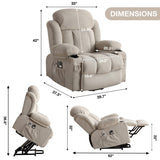 Power Lift Recliner Chair with Heat and Massage Electric Fabric Recliner Chair for Elderly with Side W1521P303189