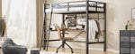 ZUN Twin Metal Loft Bed with L-Shaped Desk, Charging Station Loft Bed Frame Twin Size, Safety Guard & W2889P205074