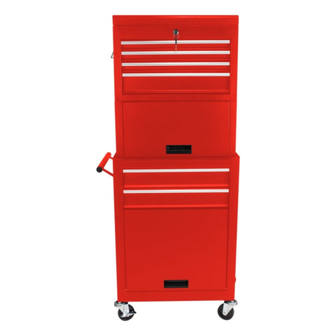 ZUN Tool Cabinet on Wheels, 6-Drawer Lockable Rolling Tool Chest w/ 4 Universal Wheels, 2 in 1 W110282272