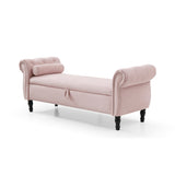 Aijia 63" Velvet Multifunctional Storage Rectangular Sofa Stool Buttons Tufted Nailhead Trimmed W111749321