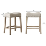 ZUN CoCo Upholstered Backless Saddle Seat Counter Stools 24" height Set of 2, Tan T2574P164812