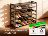 6-layer flat bamboo shoe rack, 68*25*89cm, coffee color 30964611