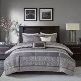 7 Piece Jacquard Comforter Set Grey/Taupe Cal King B03596940