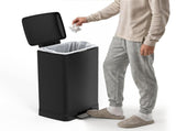 Black 14 Gallons Pedal Trash Can with Soft Close Lid, Removable Inner Bucket & Detachable Wheels, 12811413
