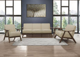 Modern Home Furniture Light Brown Fabric Upholstered 1pc Accent Chair Walnut Finish Wood Cushion B011103385