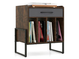 Multi-Purpose Record Player Stand with Drawer and Record Holder-Rustic Brown 25963705