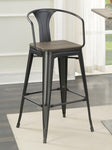 ZUN Dark Elm and Matte Black Bar Height Stool B062P153516