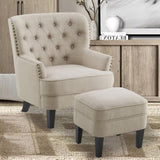 ZUN Chair with Ottoman Linen Beige T3117P263845