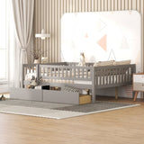 Full Size Daybed Wood Bed with Two Drawers, Gray WF301868AAE
