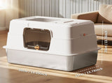 White stainless steel fully enclosed cat litter box, durable enclosed cat litter box, high side to 34135606