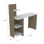 ZUN Vilna 120 Writing Desk , Four Shelves -Light Oak / White B20092055