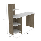 ZUN White and Pine 4-Shelf Writing Desk B06280450