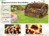 Carbonized Fir Wood 2-Tier Wagon Planter, Drainage Holes Elevated Garden Bed for Herbs Vegetables 87998599
