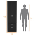 ZUN Tall Mayer Wardrobe in Melamine with Two Doors and Two Drawers B128P203059